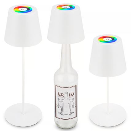 Briloner 7510016 - LED RGBW fényerőszabályozható kültéri tölthető asztali lámpa CALIDA LED/2,5W/5V IP44 1200 mAh fehér