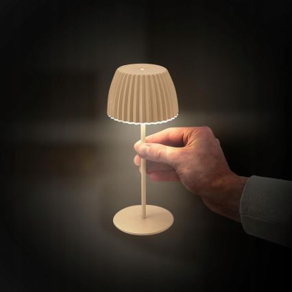 Briloner 7552-011 - MINI LED kültéri asztali lámpa, dimmelhető, érintésvezérlésű, újratölthető, 1,5W/5V IP44 1800 mAh bézs