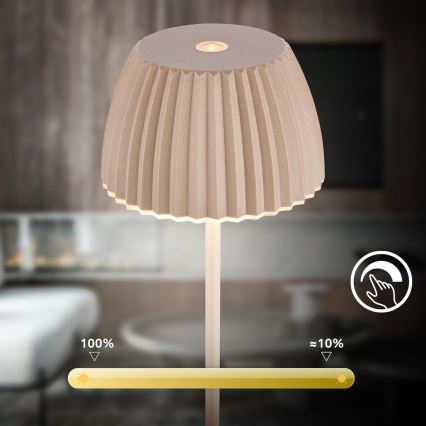 Briloner 7552-011 - MINI LED kültéri asztali lámpa, dimmelhető, érintésvezérlésű, újratölthető, 1,5W/5V IP44 1800 mAh bézs