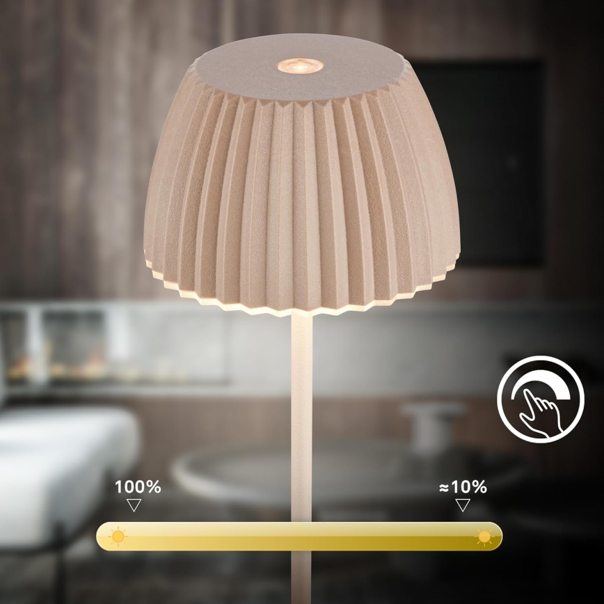 Briloner 7552-011 - MINI LED kültéri asztali lámpa, dimmelhető, érintésvezérlésű, újratölthető, 1,5W/5V IP44 1800 mAh bézs