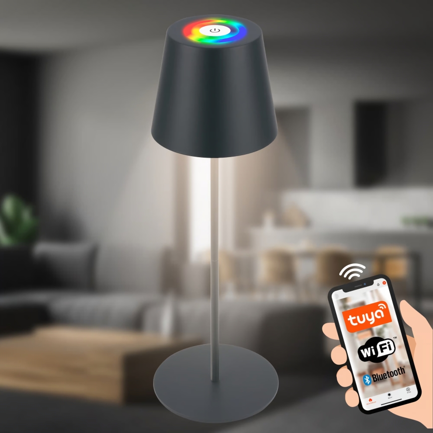 Briloner 7559015 - LED RGB dimmelhető, újratölthető kültéri asztali lámpa COLORIS LED/3,5W/5V IP44 2000 mAh antracit Wi-Fi Tuya