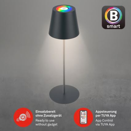 Briloner 7559015 - LED RGB dimmelhető, újratölthető kültéri asztali lámpa COLORIS LED/3,5W/5V IP44 2000 mAh antracit Wi-Fi Tuya