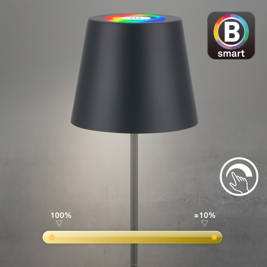 Briloner 7559015 - LED RGB dimmelhető, újratölthető kültéri asztali lámpa COLORIS LED/3,5W/5V IP44 2000 mAh antracit Wi-Fi Tuya