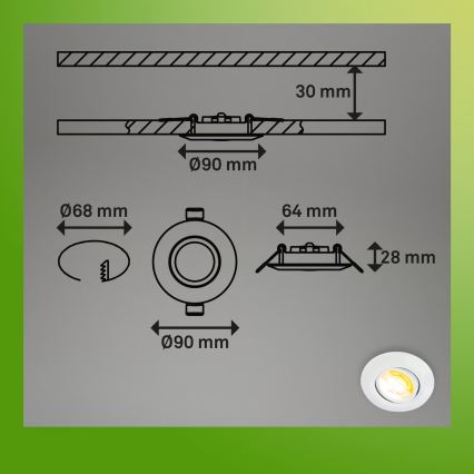 Briloner 7586036 - 3 darabos LED szett: fürdőszobai süllyesztett mennyezeti lámpatest KLIRA LED/4,9W/230V 2500/3000/4000K IP23 fehér
