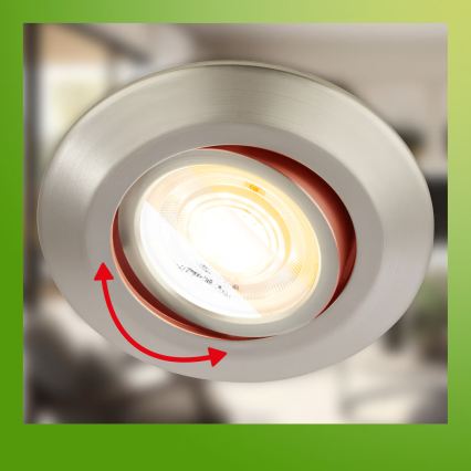 Briloner 7587032 - 3 darabos szett KLIRA LED/4,9W/230V beépíthető fürdőszobai mennyezeti lámpatest, fényerőszabályozható, 2500/3000/4000K, IP23, matt króm