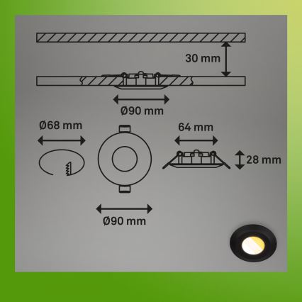 Briloner 7588035 - SZETT 3x LED fürdőszobai süllyesztett lámpa KLIRA LED/4,9W/230V 2500/3000/4000K IP44 fekete