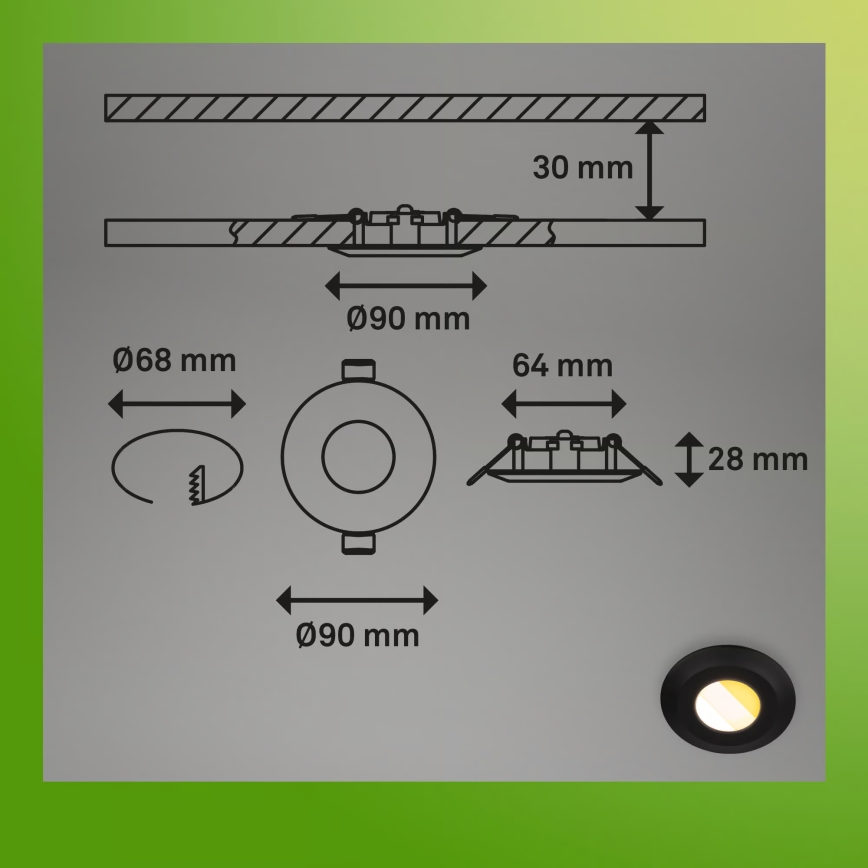 Briloner 7588035 - SZETT 3x LED fürdőszobai süllyesztett lámpa KLIRA LED/4,9W/230V 2500/3000/4000K IP44 fekete