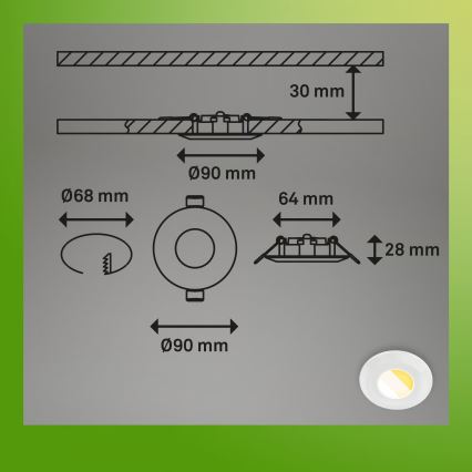 Briloner 7588036 - 3 darabos szett KLIRA LED fürdőszobai beépíthető mennyezeti lámpatest LED/4,9W/230V 2500/3000/4000K IP44 fehér