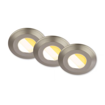 Briloner 7589032 - 3 darabos készlet LED fényerőszabályozható fürdőszobai beépíthető mennyezeti lámpa KLIRA LED/4,9W/230V IP44 matt króm