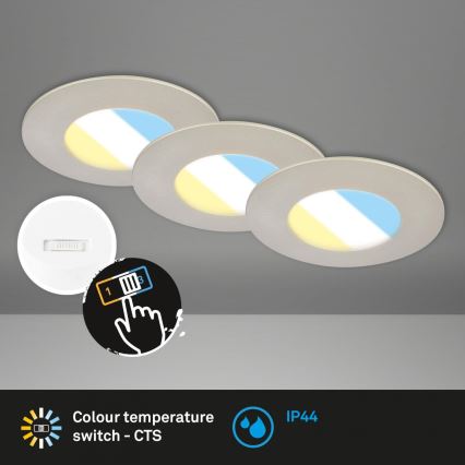 Briloner 7598032 - KÉSZLET 3x LED Fürdőszobai beépíthető lámpa LED/4,9W/230V IP44 2700/4000/6500K matt króm