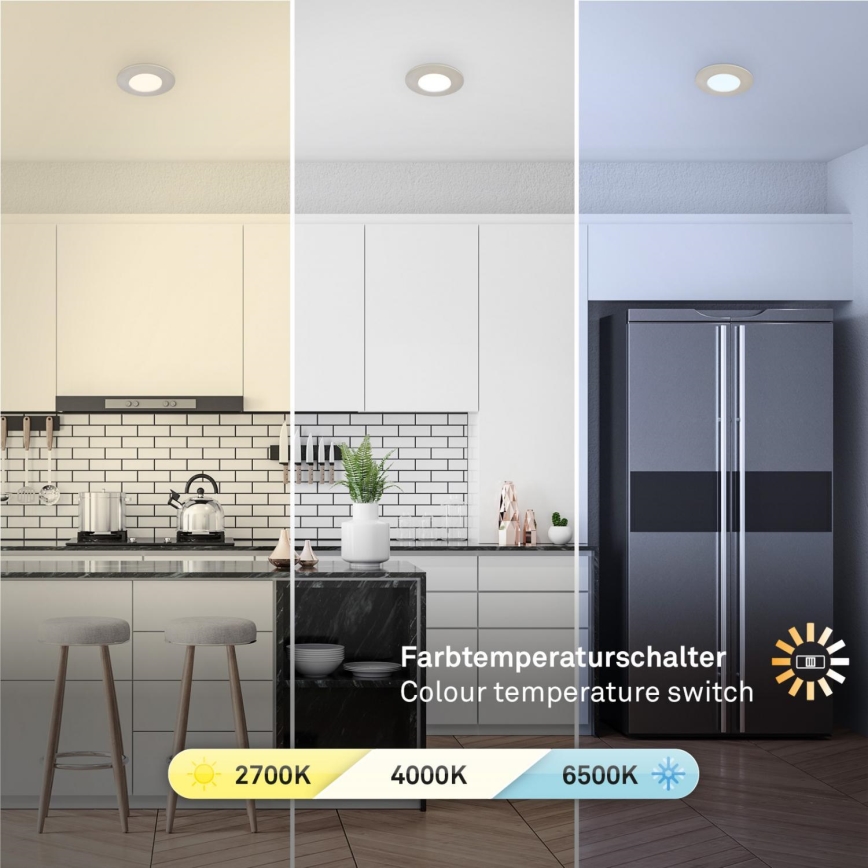 Briloner 7598032 - KÉSZLET 3x LED Fürdőszobai beépíthető lámpa LED/4,9W/230V IP44 2700/4000/6500K matt króm