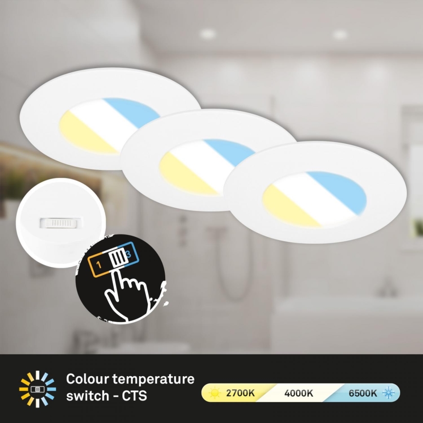 Briloner 7598036 - KÉSZLET 3x LED Fürdőszobai beépíthető lámpa LED/4,9W/230V IP44 2700/4000/6500K fehér