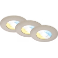 Briloner 7605032 - 3 darabos LED szett, fürdőszobai beépíthető mennyezeti lámpa LED/4,9W/230V 2700/4000/6500K IP44 matt króm