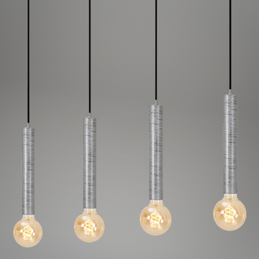 Briloner - Csillár zsinóron LONGA 4xE27/60W/230V ezüst