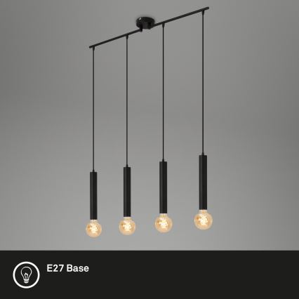 Briloner - Csillár zsinóron LONGA 4xE27/60W/230V fekete
