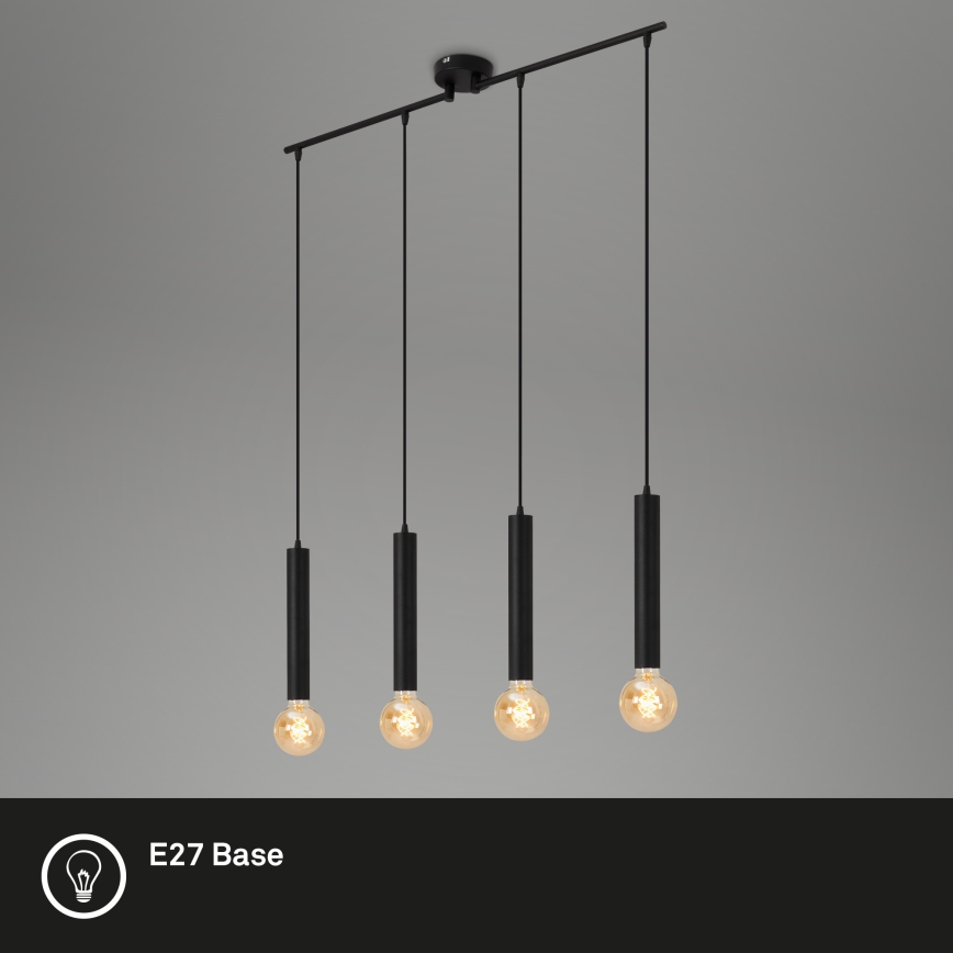 Briloner - Csillár zsinóron LONGA 4xE27/60W/230V fekete