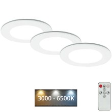 Briloner - KÉSZLET 3x LED Dimmelhető fürdőszobai beépíthető lámpa LED/4,8W/230V 3000-6500K IP44 + távirányítás