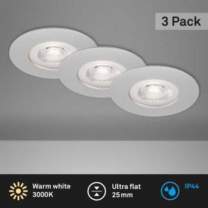 Briloner- KÉSZLET 3x LED Fürdőszobai beépíthető lámpa LED/4,9W/230V IP44 ezüst