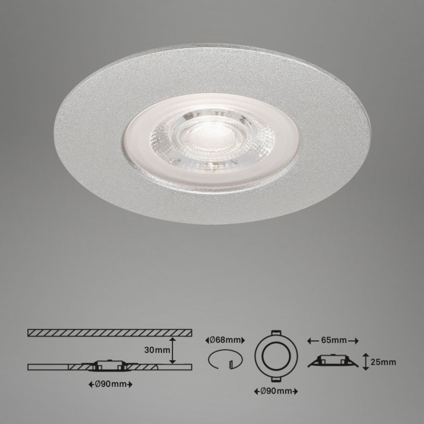 Briloner- KÉSZLET 3x LED Fürdőszobai beépíthető lámpa LED/4,9W/230V IP44 ezüst