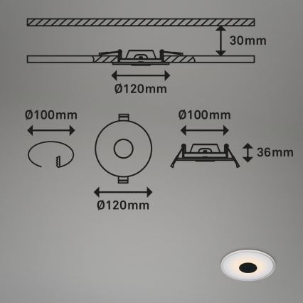 Briloner - KÉSZLET 3x LED Fürdőszobai beépíthető lámpa LED/6W/230V IP44 fekete