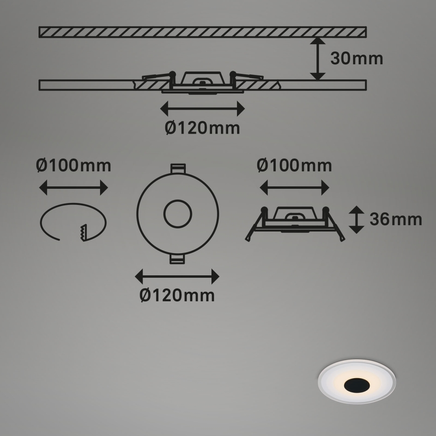 Briloner - KÉSZLET 3x LED Fürdőszobai beépíthető lámpa LED/6W/230V IP44 fekete