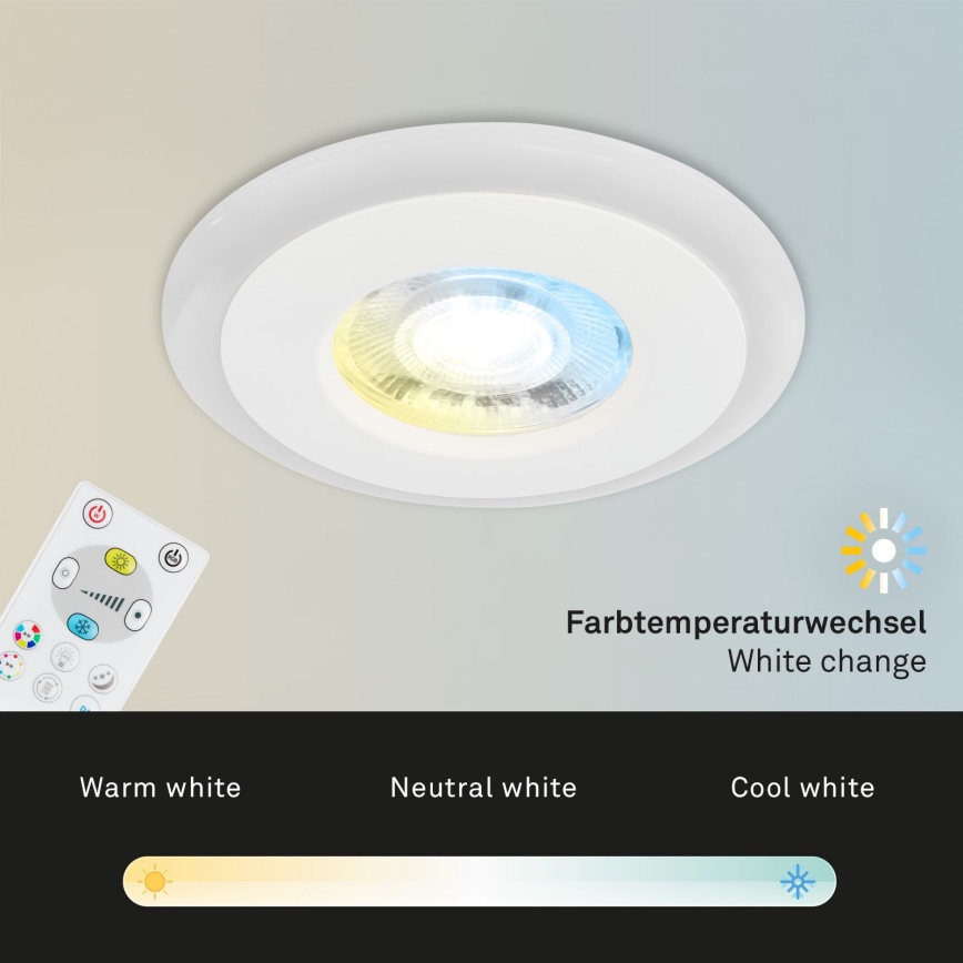 Briloner - KÉSZLET 3x LED RGBW Dimmelhető fürdőszobai beépíthető lámpa LED/5W/230V 3000-6500K IP44 + távirányítás