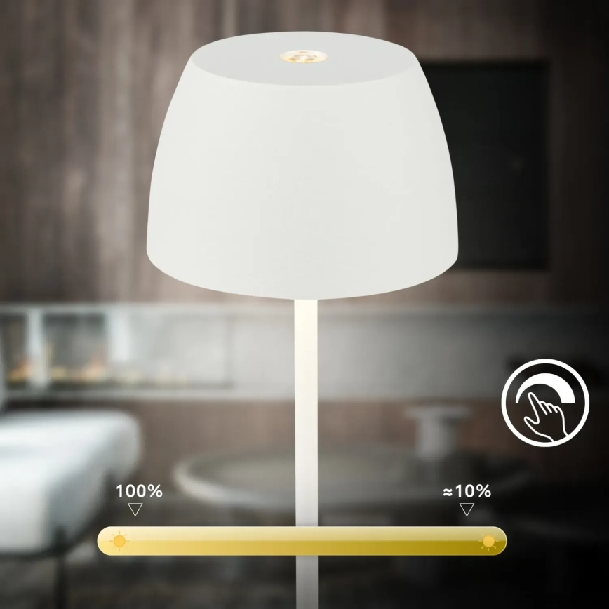 Briloner - LED dimmelhető, újratölthető, érintésvezérelt MINI kültéri asztali lámpa LED/2,5W/5V IP44 1800 mAh fehér