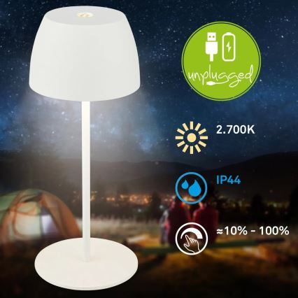 Briloner - LED dimmelhető, újratölthető, érintésvezérelt MINI kültéri asztali lámpa LED/2,5W/5V IP44 1800 mAh fehér