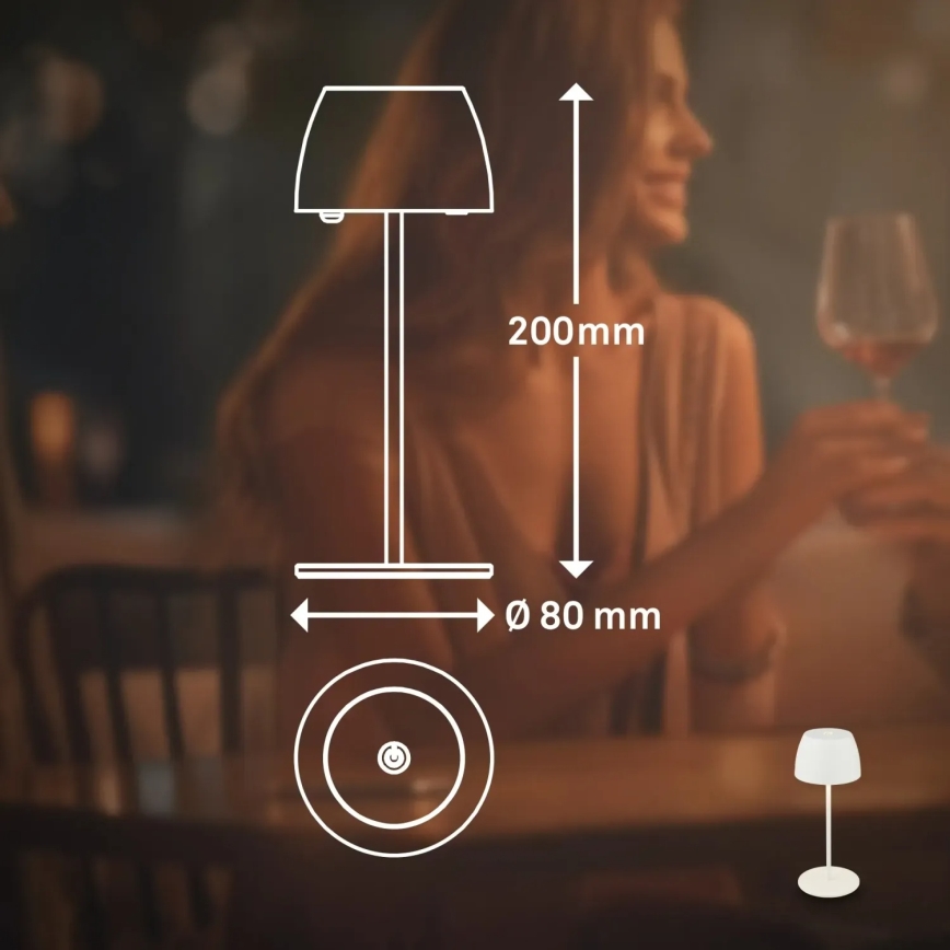 Briloner - LED dimmelhető, újratölthető, érintésvezérelt MINI kültéri asztali lámpa LED/2,5W/5V IP44 1800 mAh fehér