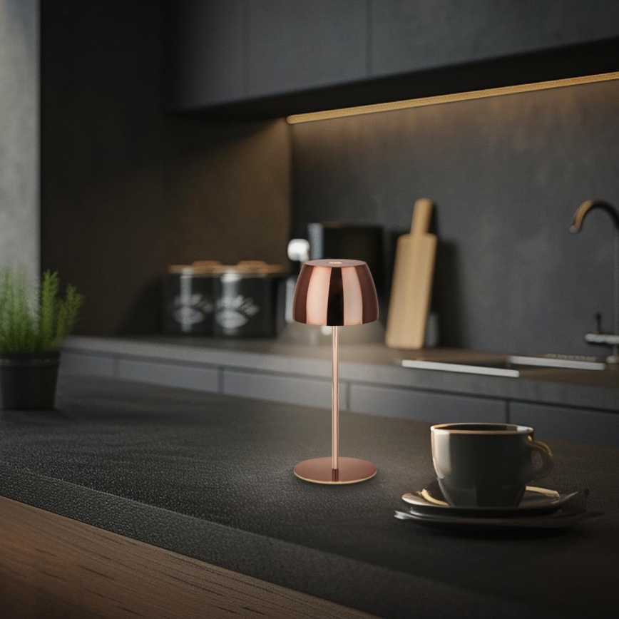 Briloner - LED Dimmelhető, újratölthető, érintésvezérlésű kültéri asztali lámpa MINI LED/2,5W/5V IP44 1800 mAh rézszínű
