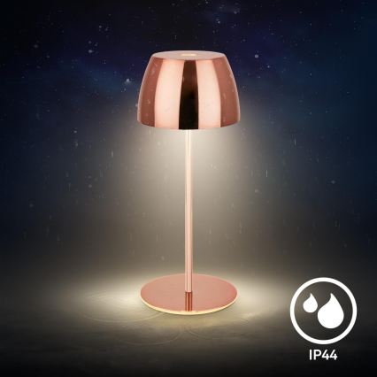 Briloner - LED Dimmelhető, újratölthető, érintésvezérlésű kültéri asztali lámpa MINI LED/2,5W/5V IP44 1800 mAh rézszínű