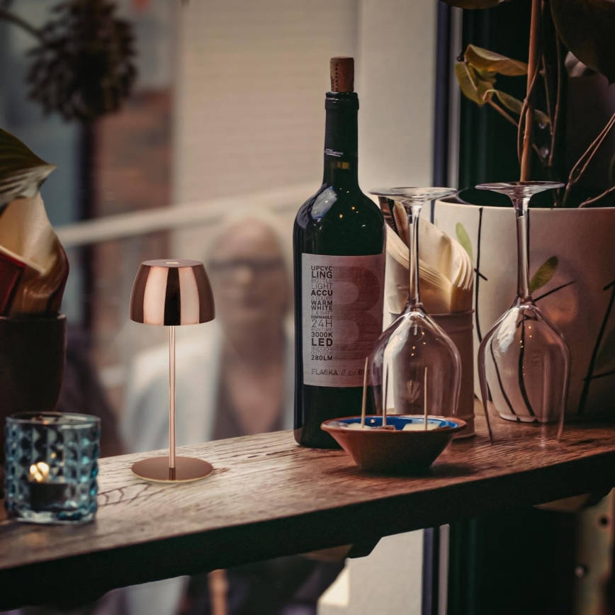 Briloner - LED Dimmelhető, újratölthető, érintésvezérlésű kültéri asztali lámpa MINI LED/2,5W/5V IP44 1800 mAh rézszínű