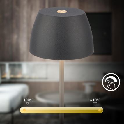 Briloner - LED Dimmelhető újratölthető érintésvezérelt kültéri asztali lámpa MINI LED/2,5W/5V IP44 1800 mAh antracit
