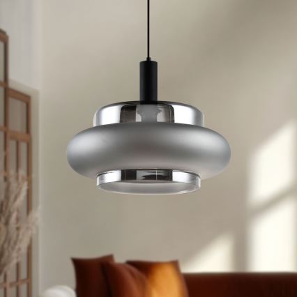 BRIZI kábeles függőlámpa 1xE27/40W/230V szürke/füstszínű