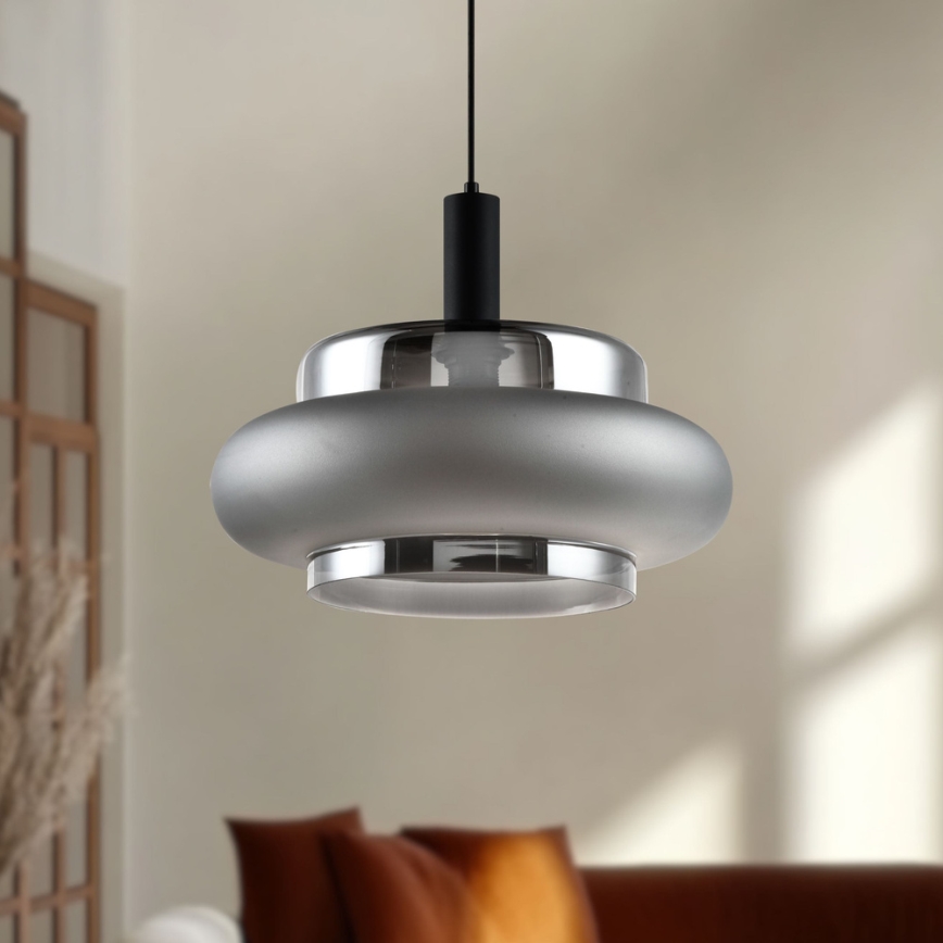 BRIZI kábeles függőlámpa 1xE27/40W/230V szürke/füstszínű