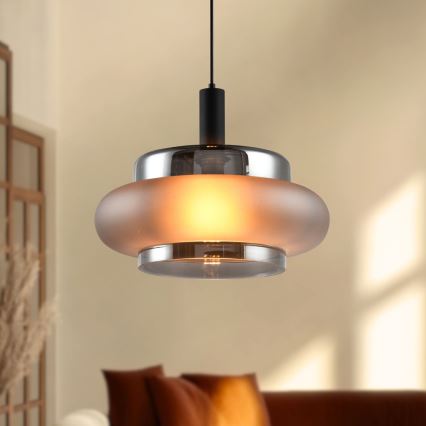 BRIZI kábeles függőlámpa 1xE27/40W/230V szürke/füstszínű
