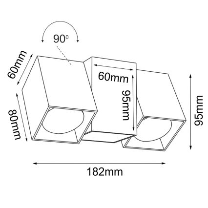 Brosline - Fali spotlámpa 2xGU10/10W/230V fekete