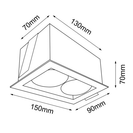 Brosline - Beépíthető spotlámpa 2xGU10/10W/230V fekete