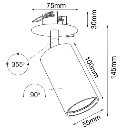 Brosline - Süllyesztett mennyezeti spotlámpa 1xGU10/10W/230V fekete