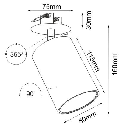 Brosline - Süllyesztett mennyezeti spotlámpa 1xGU10/10W/230V fehér