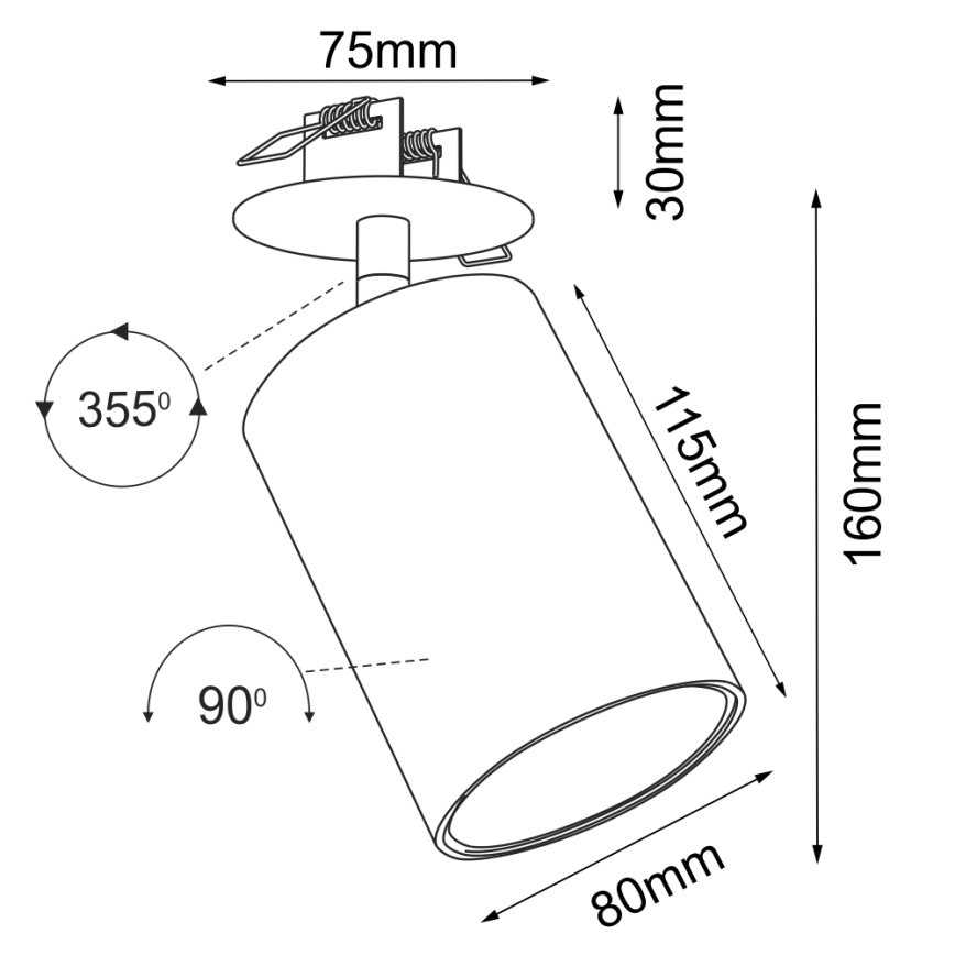 Brosline - Süllyesztett mennyezeti spotlámpa 1xGU10/10W/230V fehér