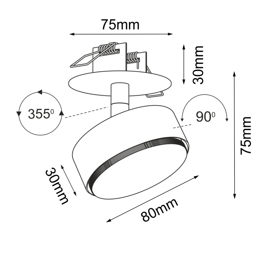 Brosline - süllyesztett mennyezeti spotlámpa 1xGX53/9W/230V fekete