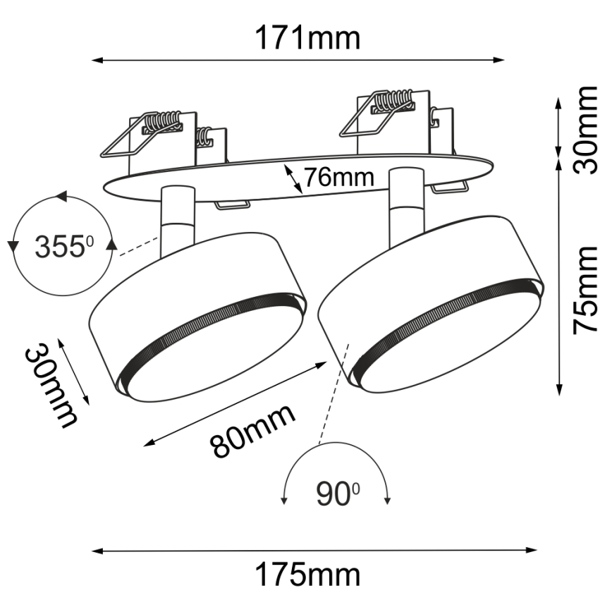 Brosline - Beépíthető spotlámpa 2xGX53/9W/230V fekete