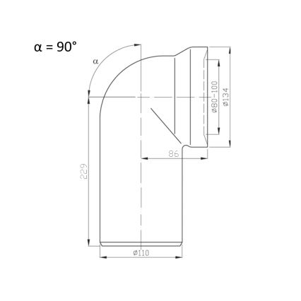 Bruckner - 90°-os WC-csésze csatlakozó 11 cm fehér