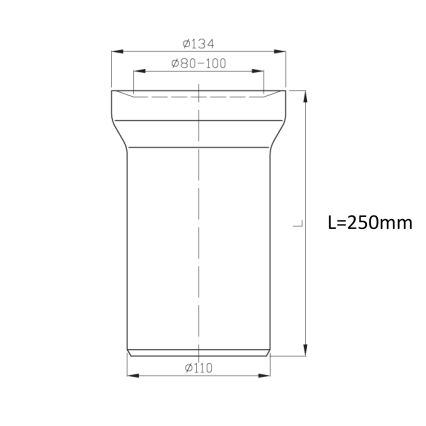 Bruckner - Egyenes WC csésze csatlakozó 25 cm fehér