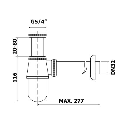 Bruckner - Mosdószifon alsó DN32 fényezett króm