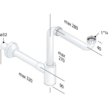 Bruckner - Mosdószifon bútor CRONO DN32 fehér