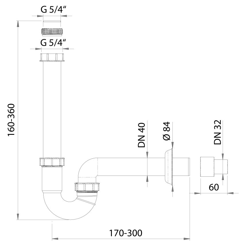 Bruckner - Mosdószifon DN40 fehér