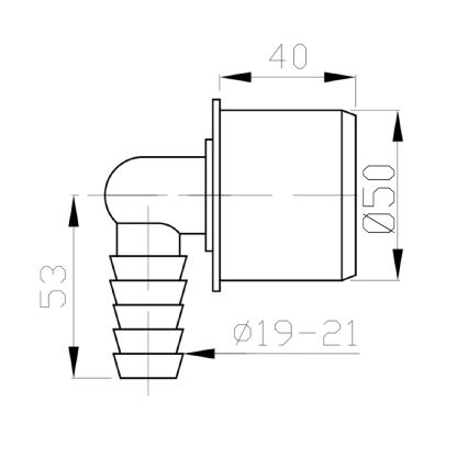 Bruckner - Tömlőcsatlakozó vég sarok DN50 19-21 mm szürke