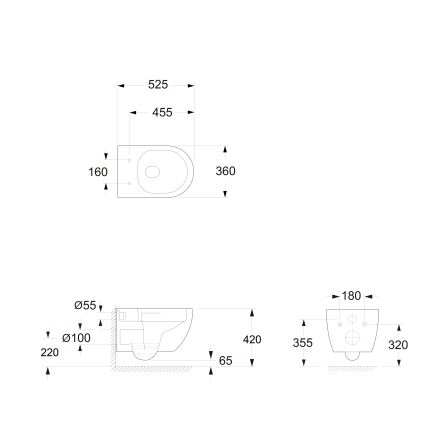 Bruckner - Függesztett WC Vortex Rimless FULDA kerámia/fehér